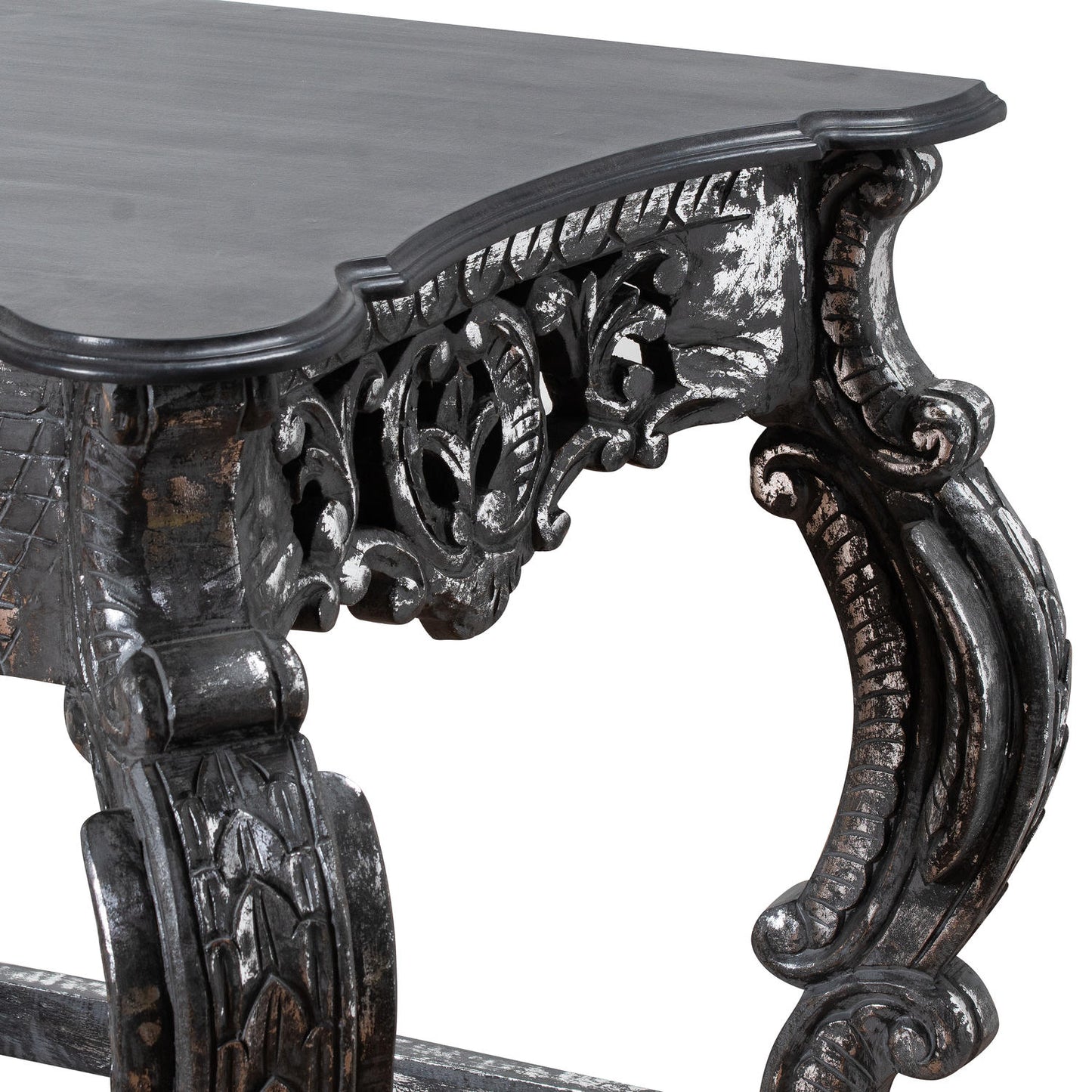 Hand Carved Louis Metallic Large Console Table