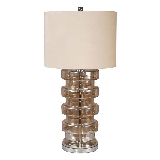 Adonis Metallic Glass Lamp With Velvet Shade