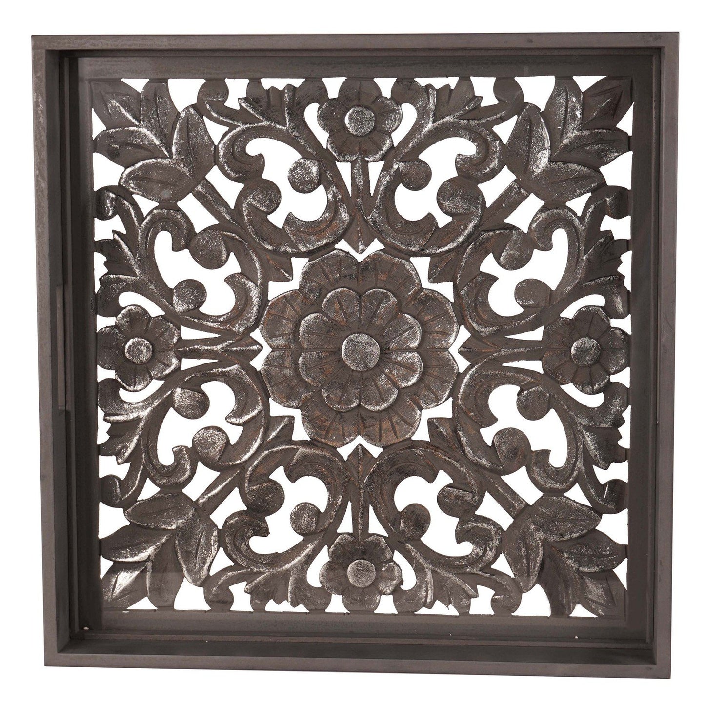 Square Carved Metallic Hampton Tray