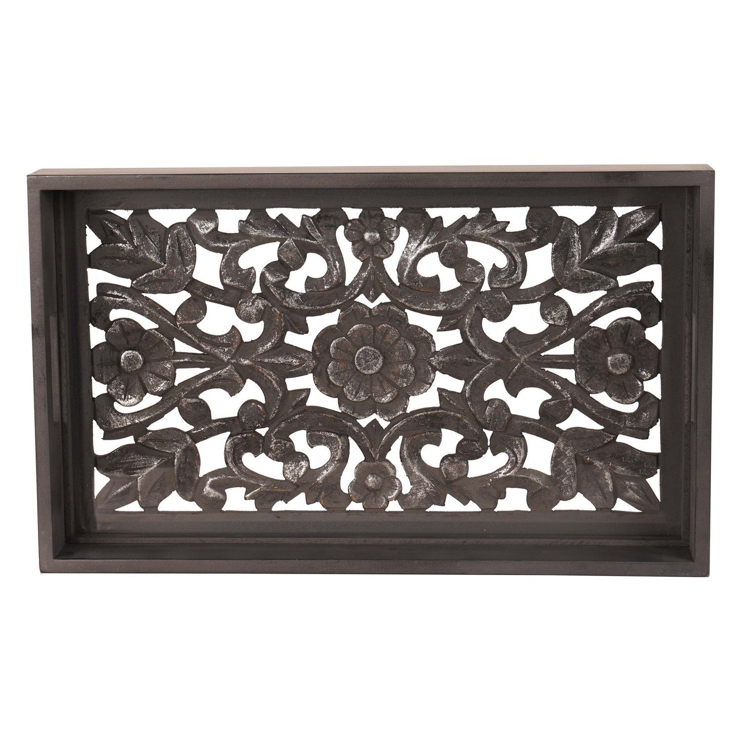 Rectangular Carved Metallic Hampton Tray