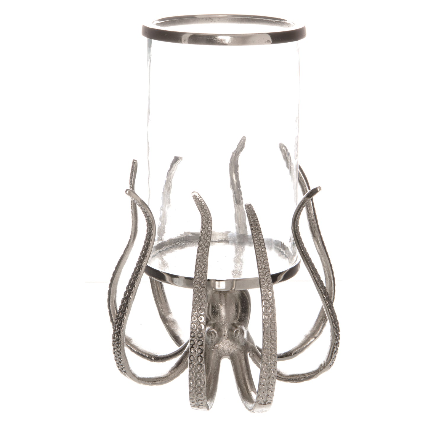 Large Silver Octopus Candle Hurricane Lantern