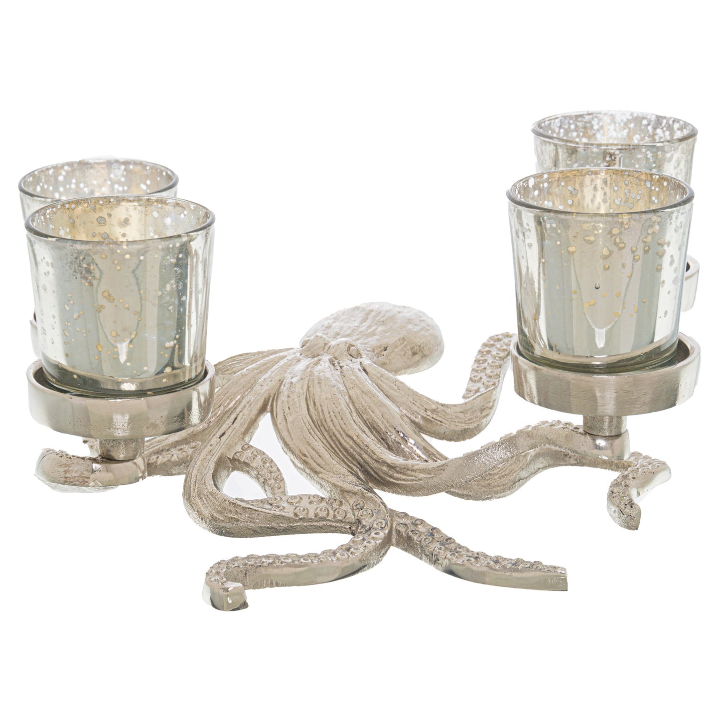 Silver Octopus Four Tealight Holder