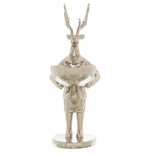 Standing Silver Stag Ornament  With Bowl