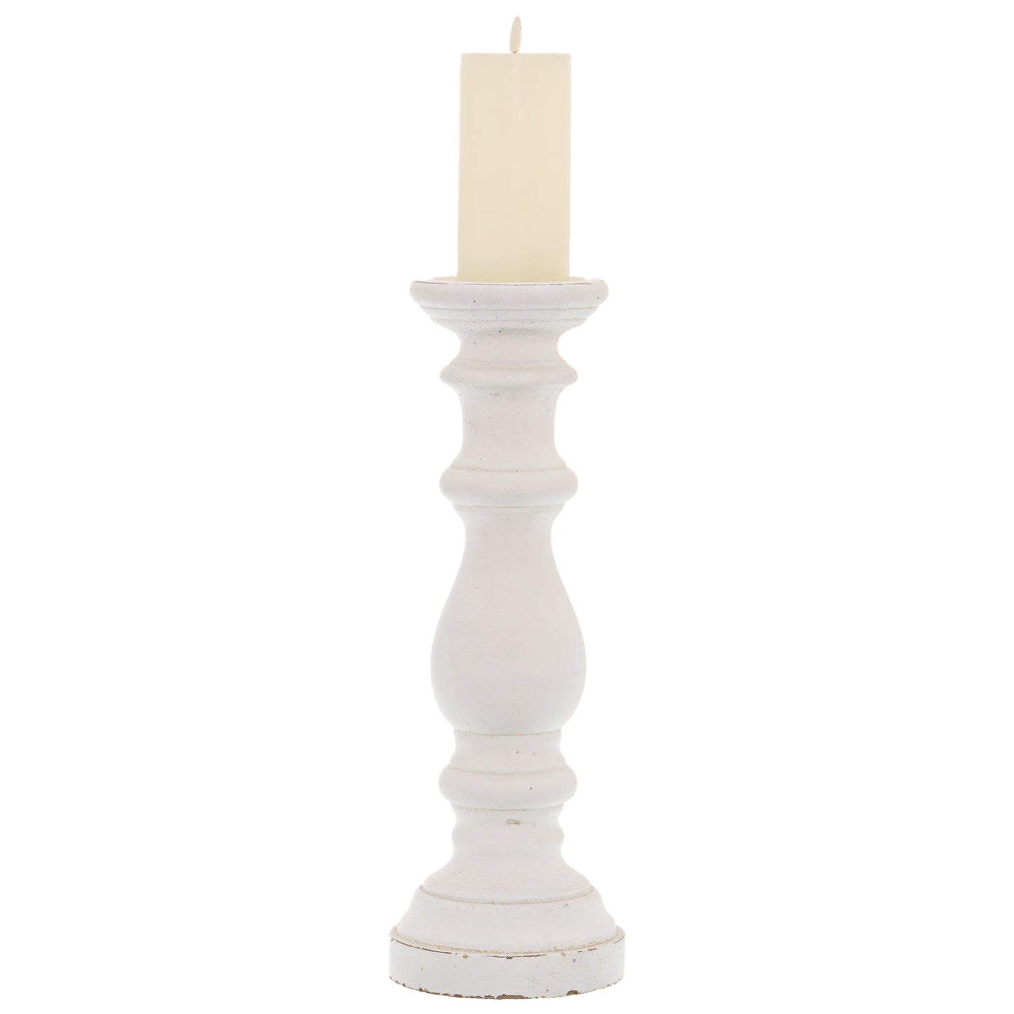 Matt White Large Ceramic Column Candle Holder