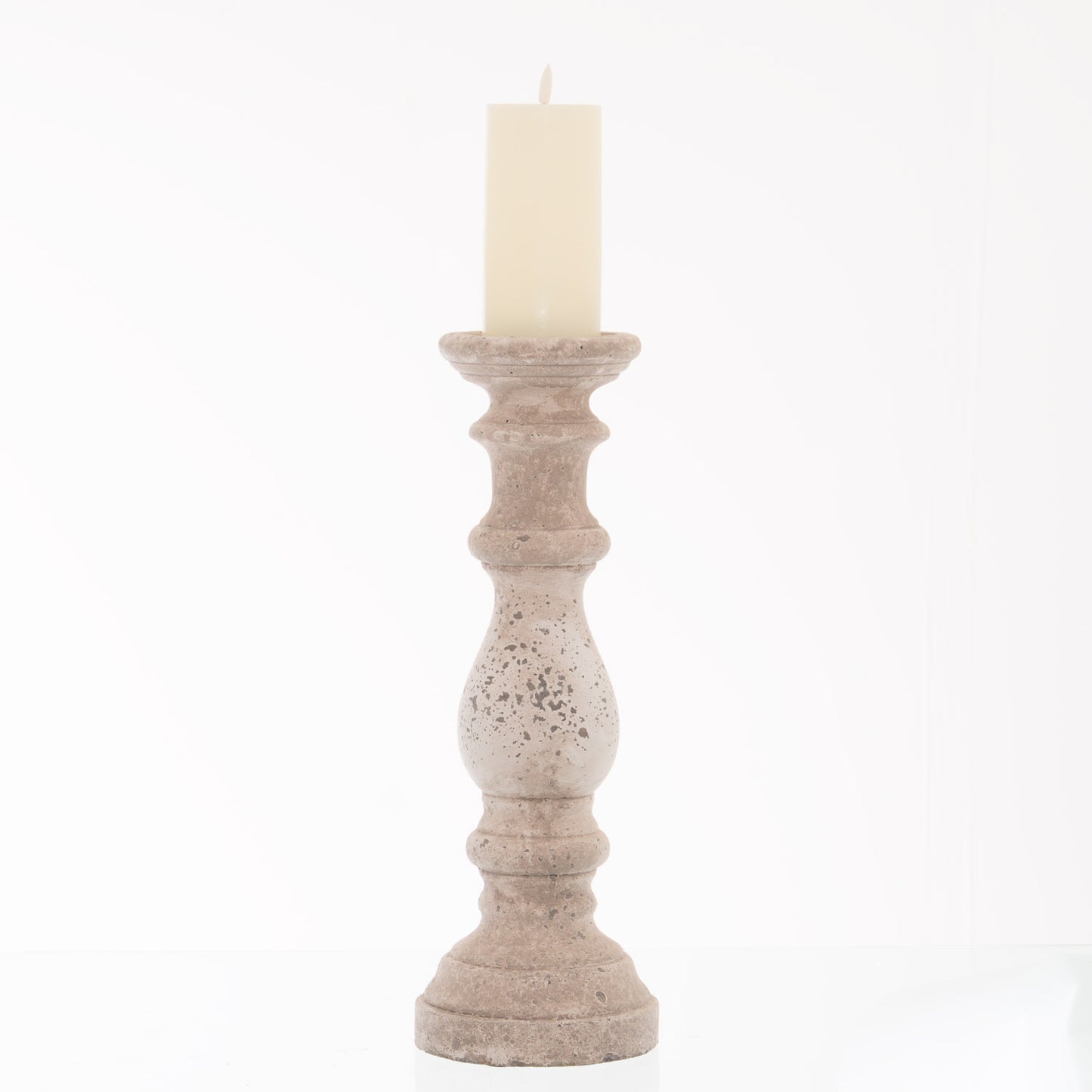 Large Stone Ceramic Column Candle Holder