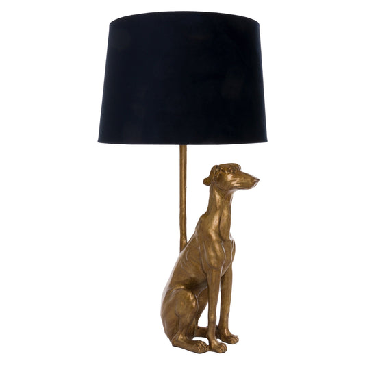 William The Whippet Gold Lamp With Charcoal Shade