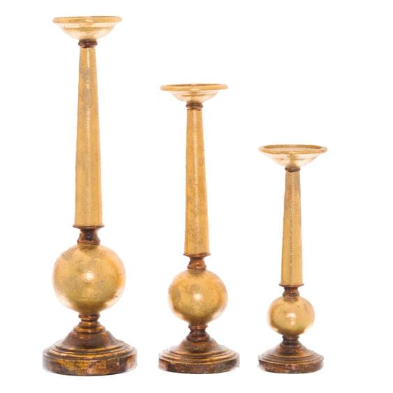 Antique Gold Medium Column Candle Stand