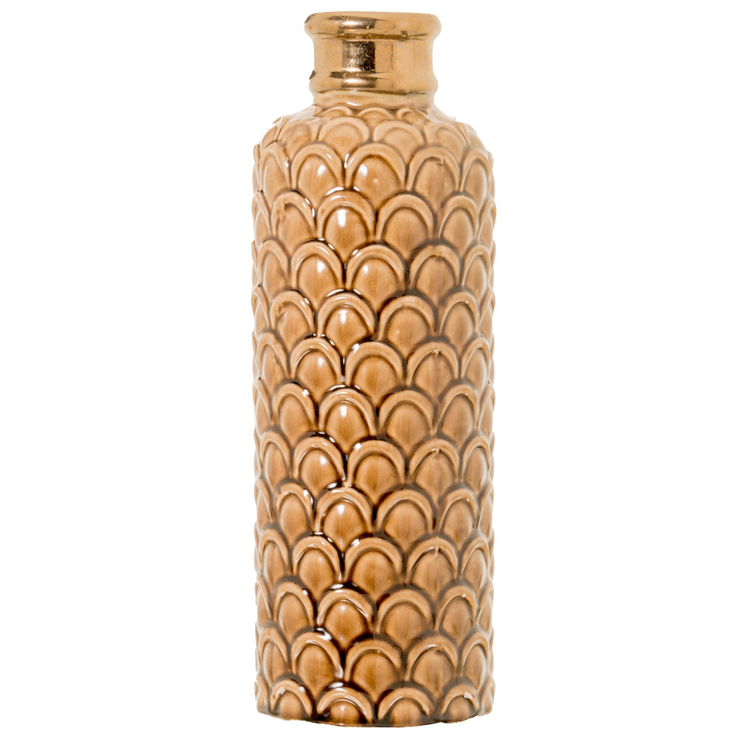 Seville Collection Large Caramel Scalloped Vase