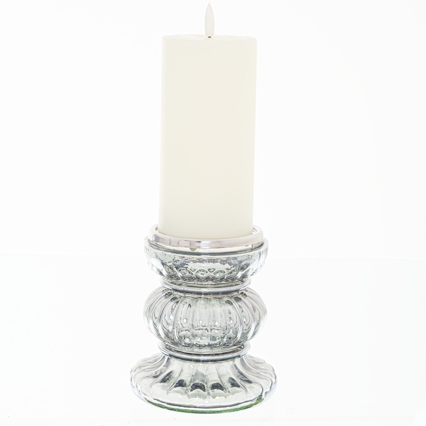 Smoked Midnight Ribbed Candle Holder