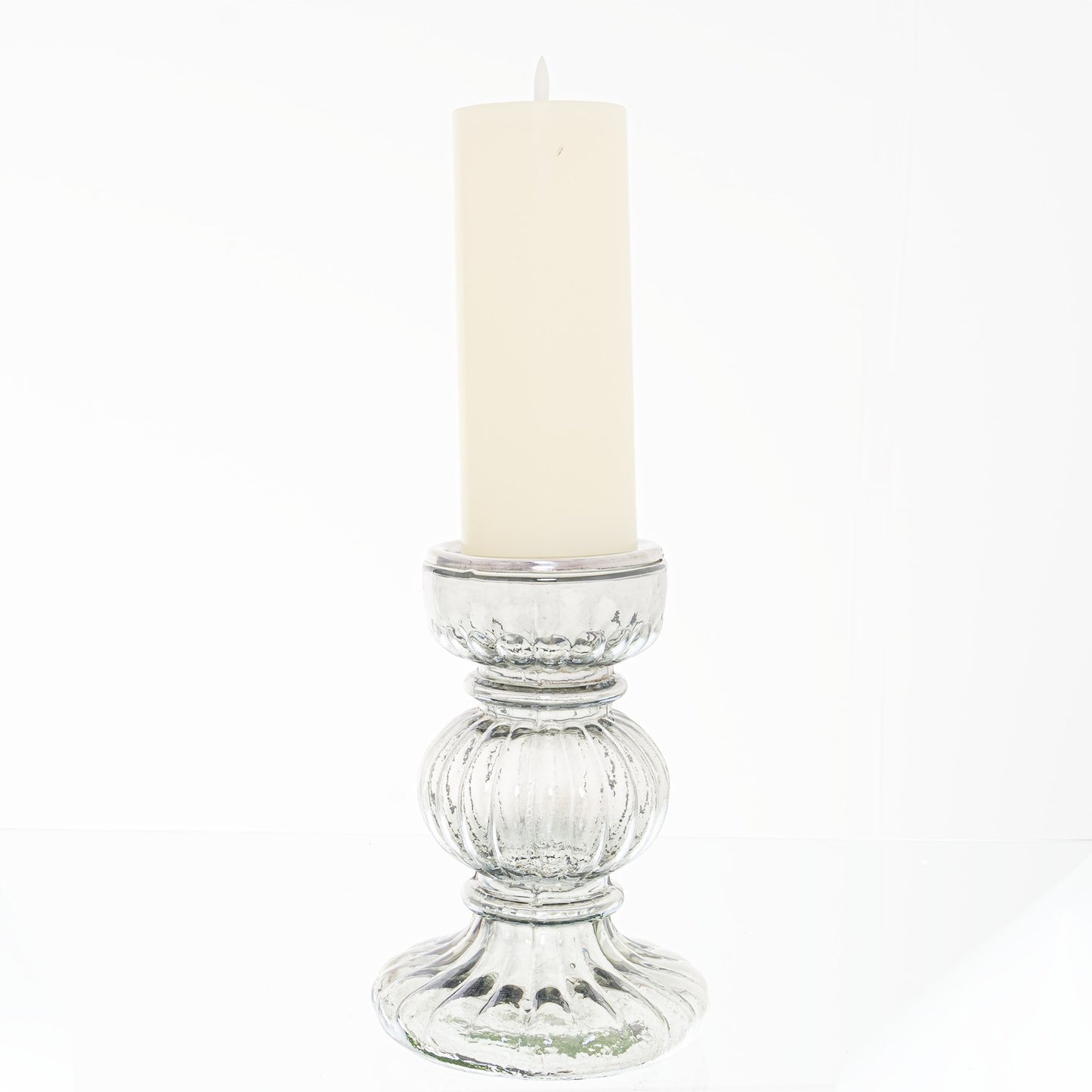 Smoked Midnight Large Ribbed Candle Holder