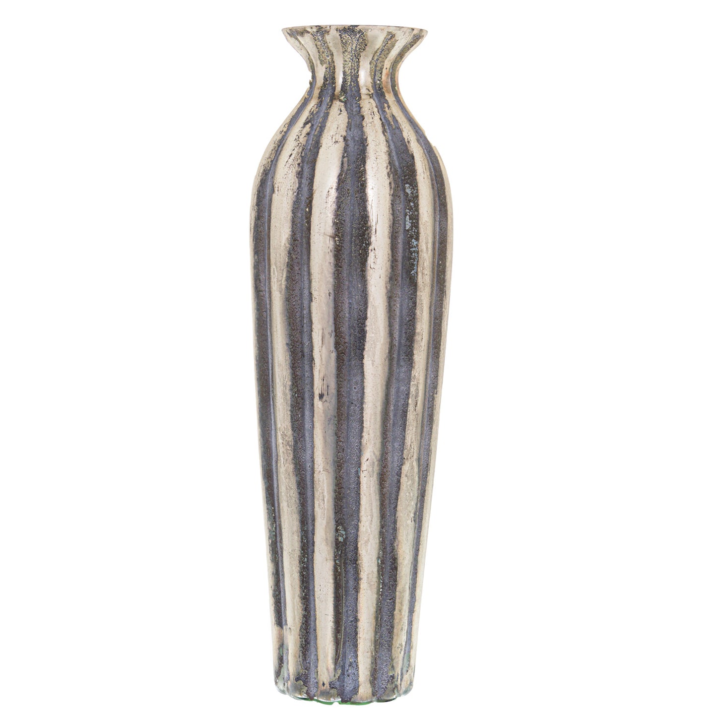 Burnished And Grey Striped Tall Vase