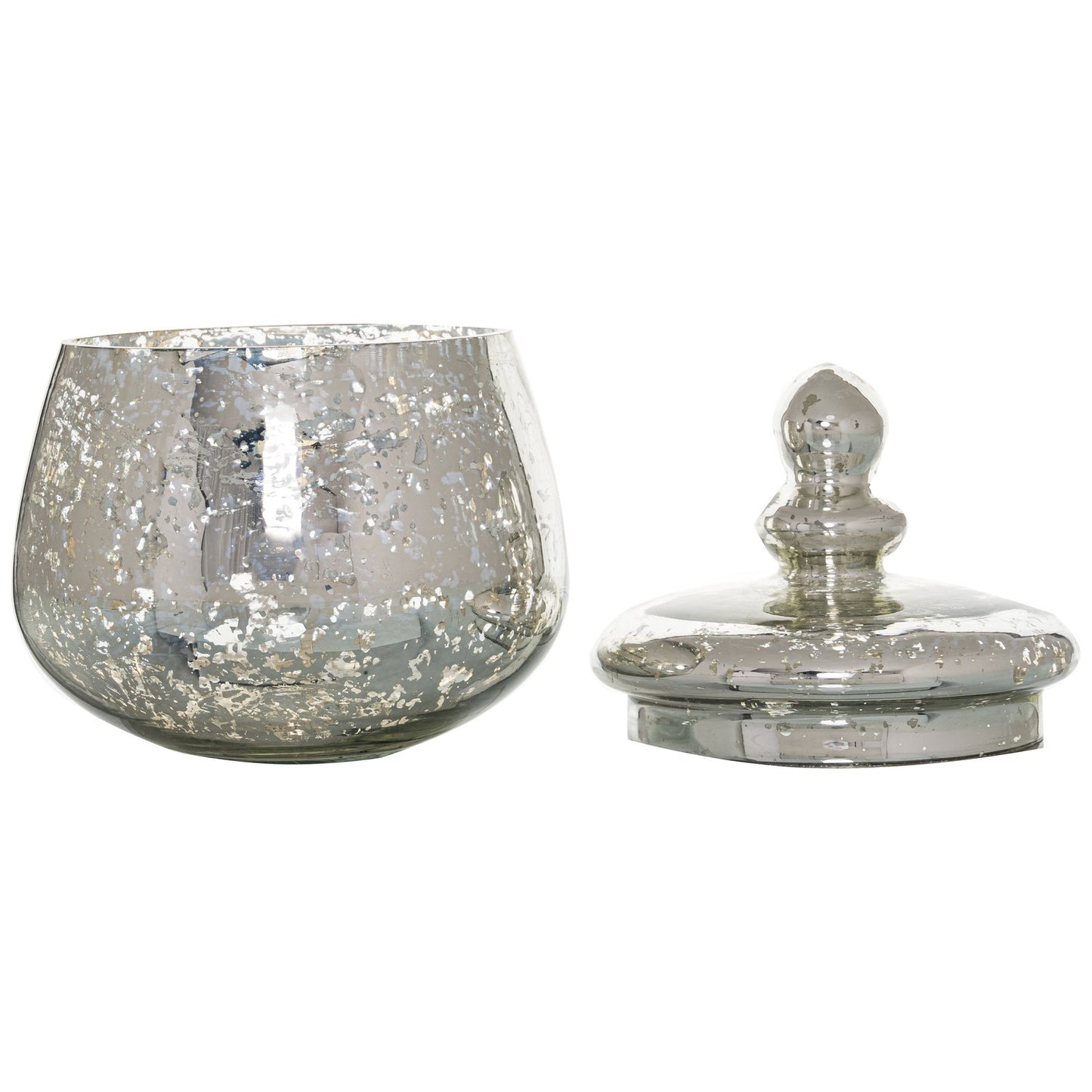 The Noel Collection Medium Silver Bulbous Trinket Jar