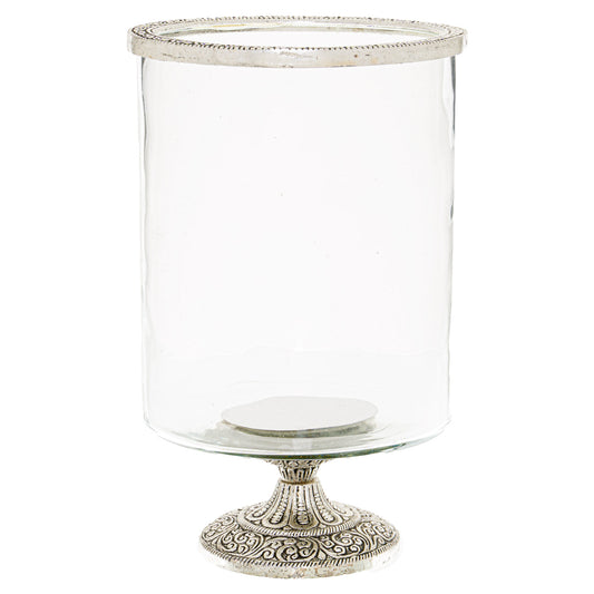 Silver Rim Large Hurricane Lamp