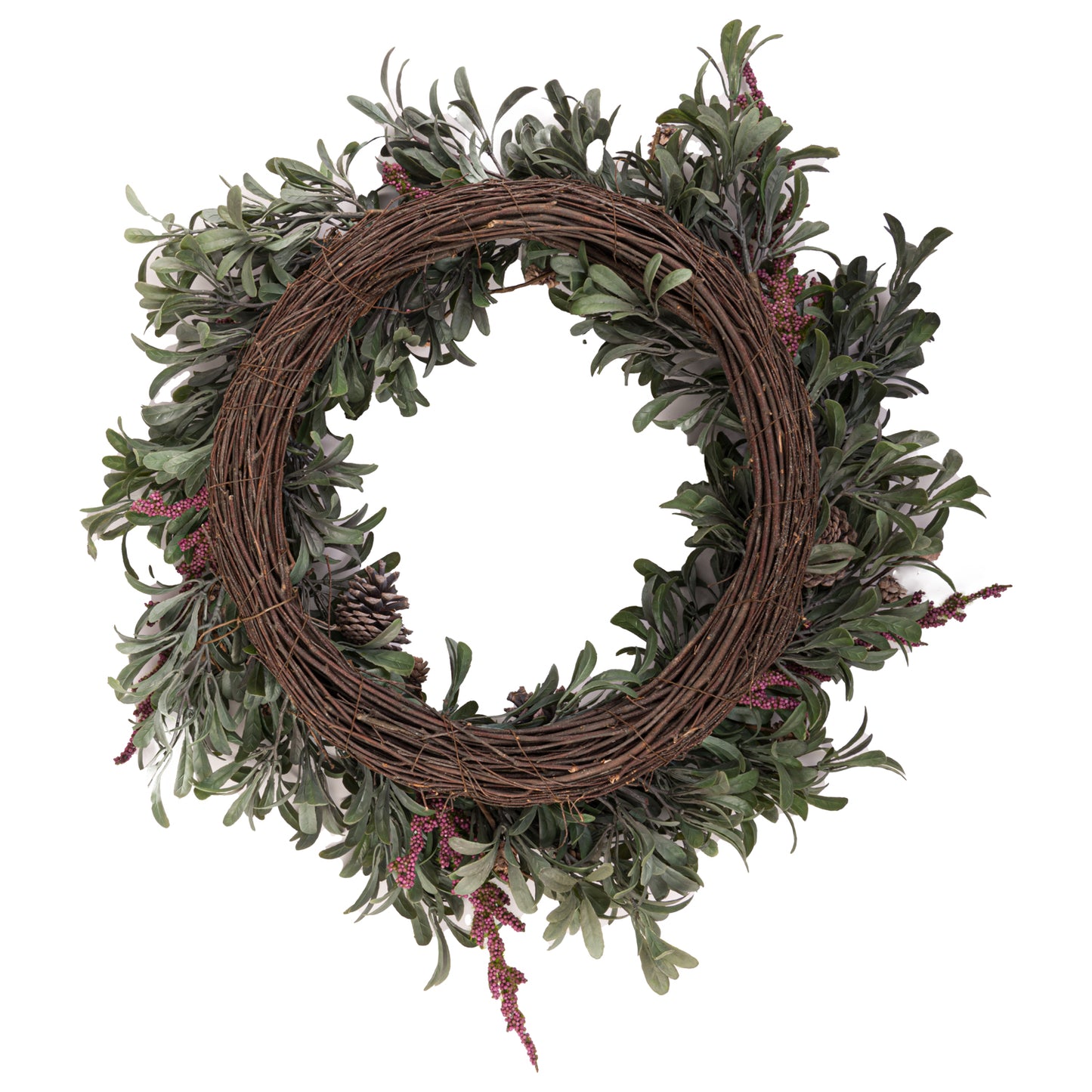 Mulberry And Pinecone Christmas Wreath